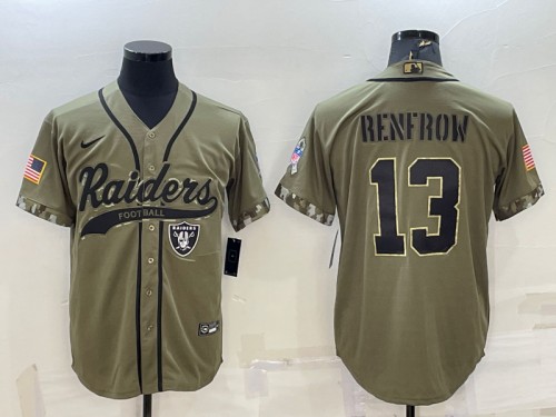 Men's Las Vegas Raiders #13 Hunter Renfrow 2022 Olive Salute To Service Cool Base Stitched Baseball Jersey